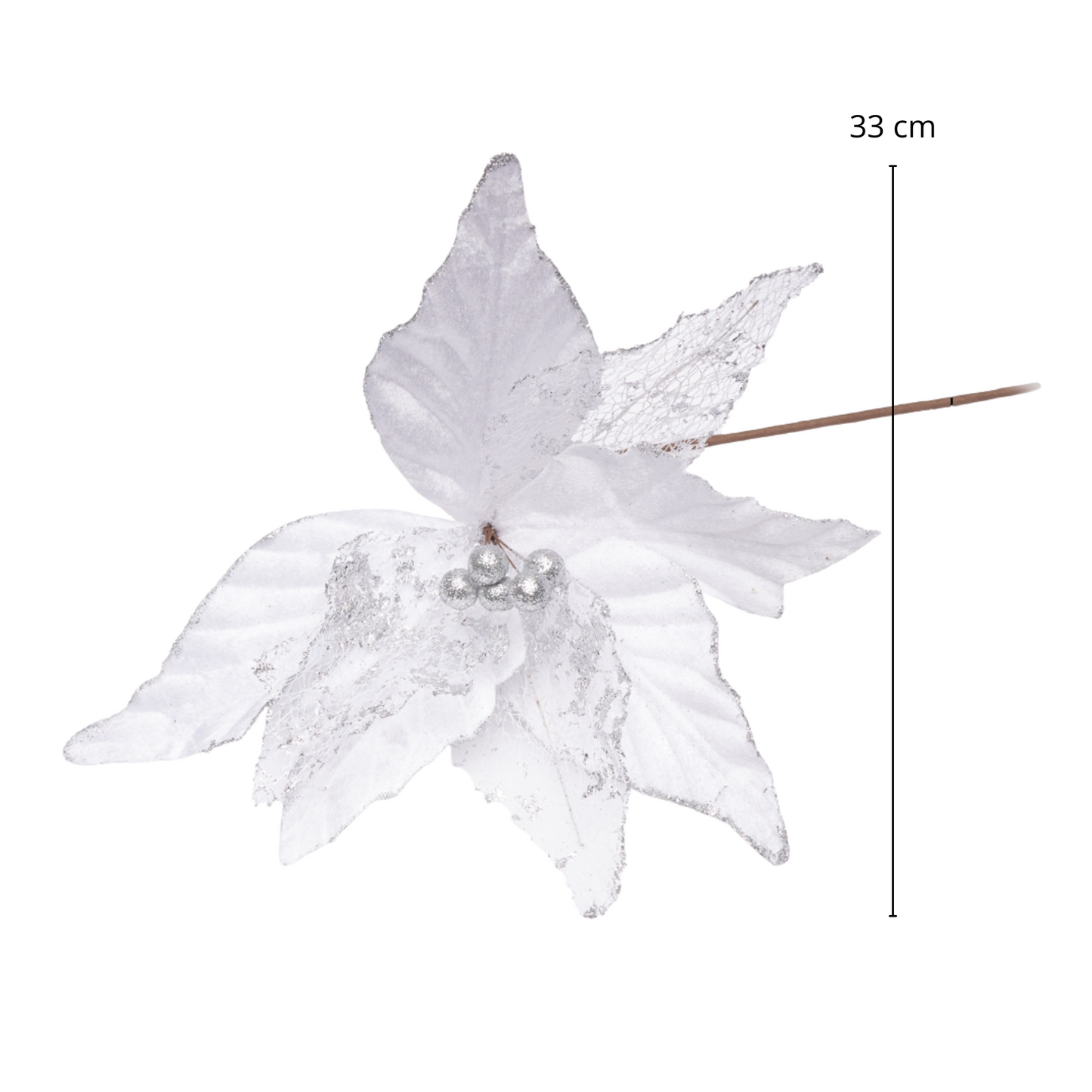 Christmas Poinsettia Pick – 33cm, Set of 3