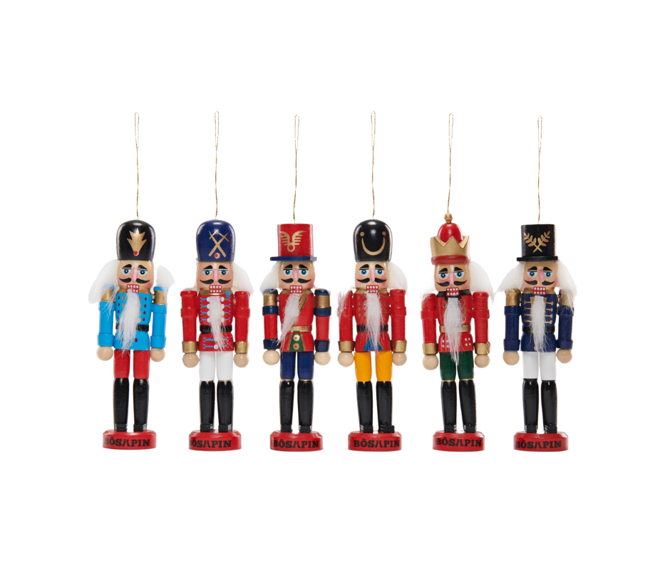 Soldats Casse-Noisette à Suspendre – Ensemble de 6, 15 cm