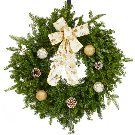Couronne de Noël Fraîche – 12 po (17 po de Large), Naturelle