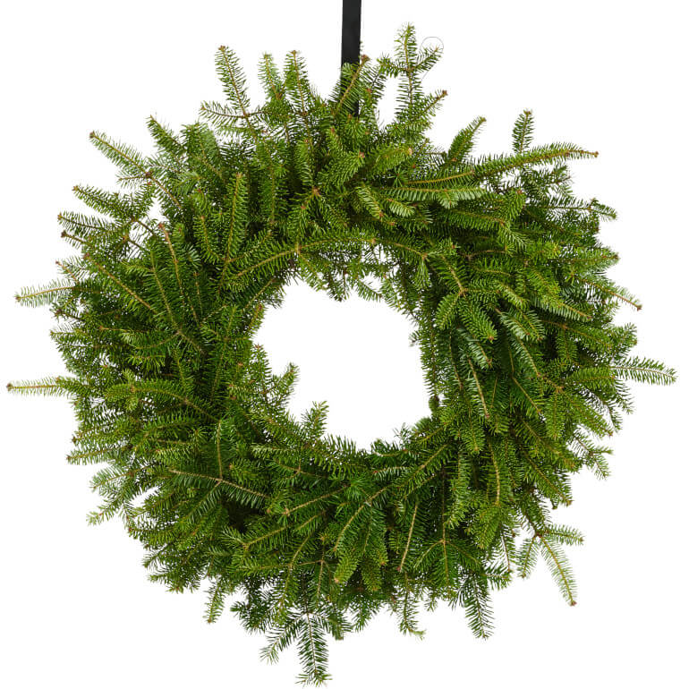 Couronne de Noël Fraîche – 12 po (17 po de Large), Naturelle