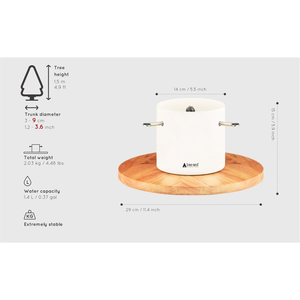 Pied pour Petit Sapin de Noël – Tree Nest, Base en Bois