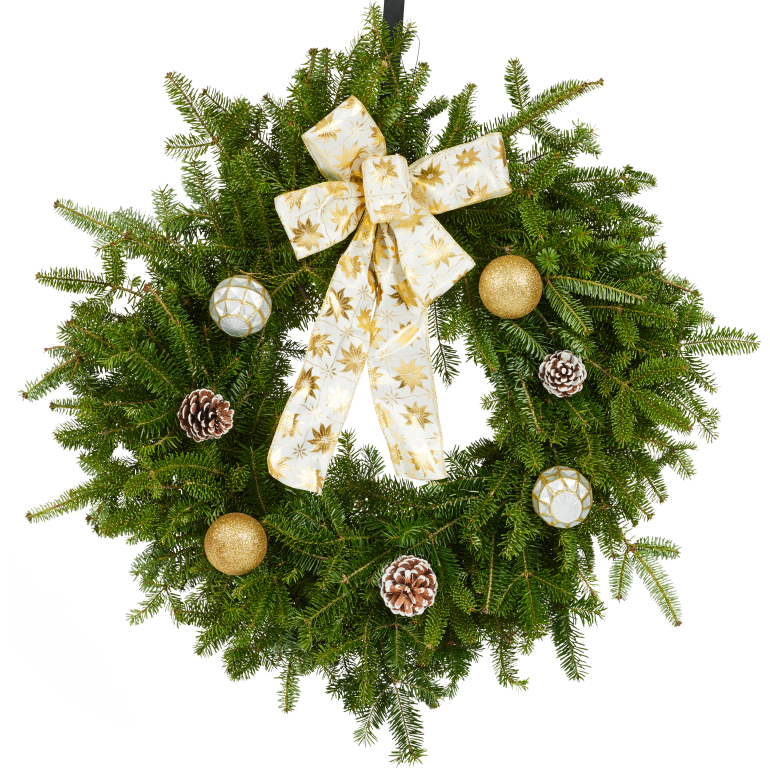 Ensemble Cadeau Couronne de Noël – Décorée, avec Crochet