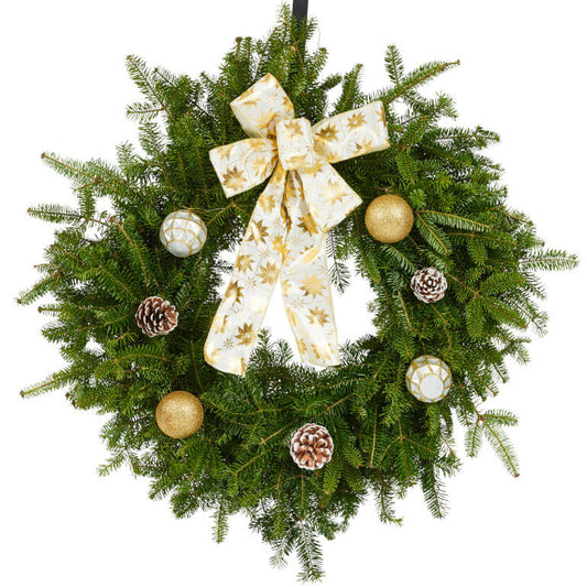 Fresh Christmas Wreath – 12in (17in Wide), Natural