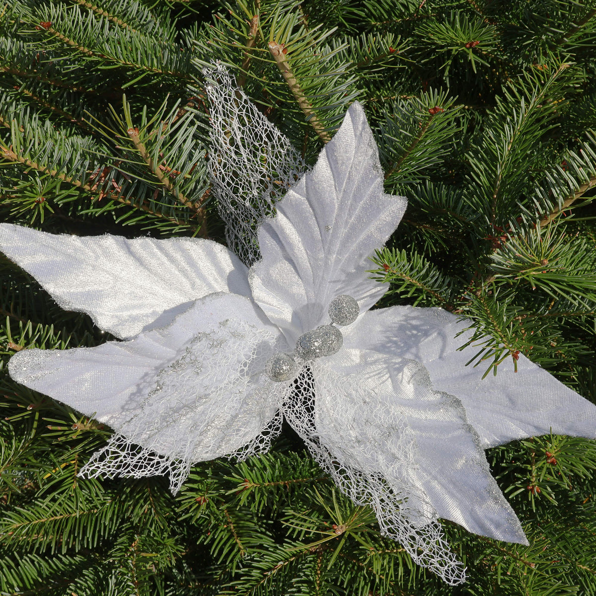 Christmas Poinsettia Pick – 33cm, Set of 3