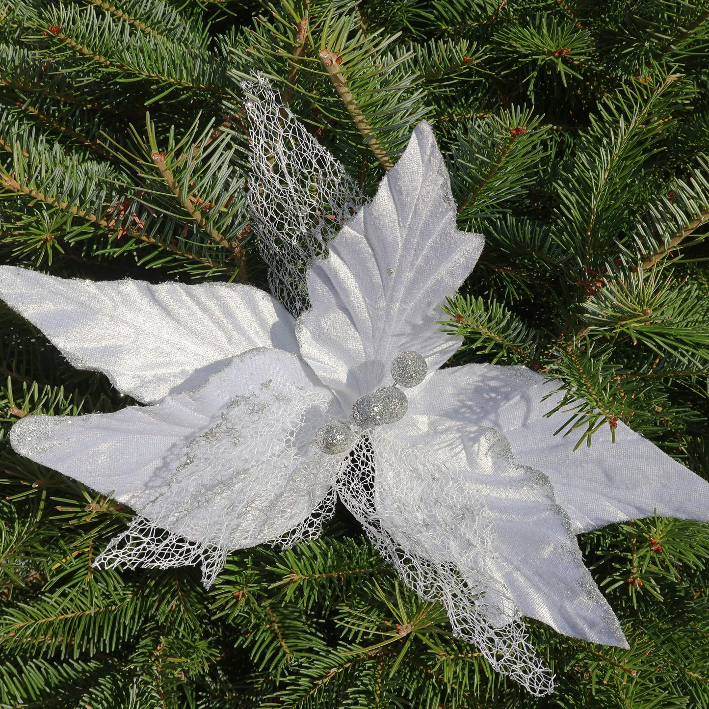 Christmas Poinsettia Pick – 33cm, Set of 3