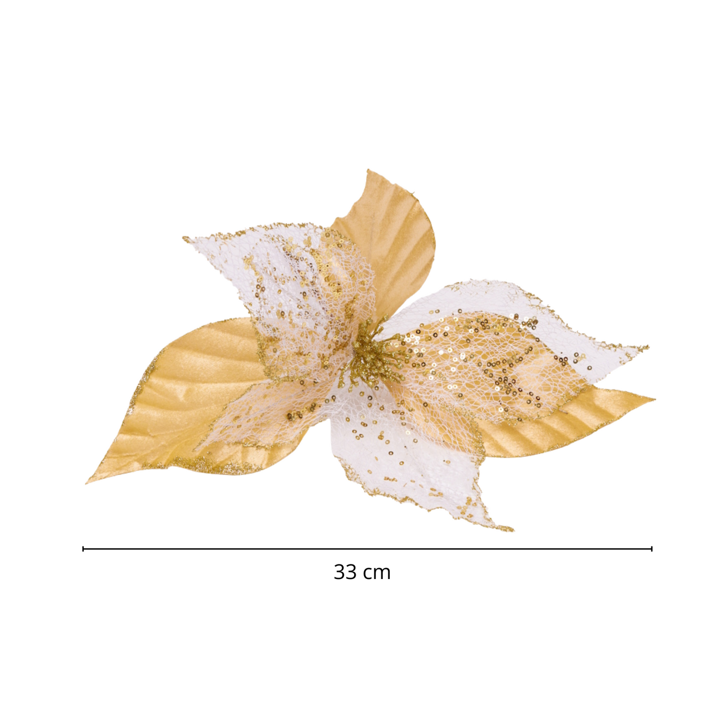 Christmas Poinsettia Pick – 33cm, Set of 3